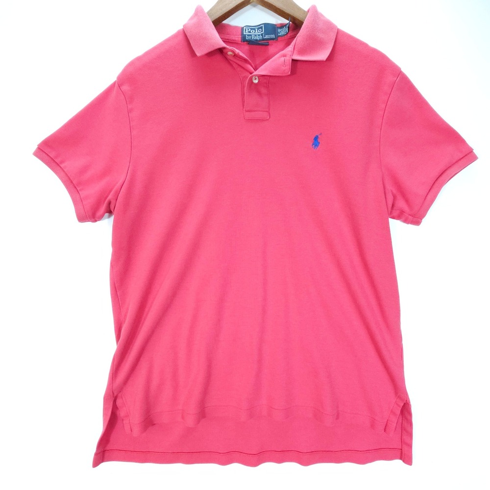 Y2K Polo Ralph Lauren Mens L Pink Short Sleeve Custom Fit Pony Logo Shirt